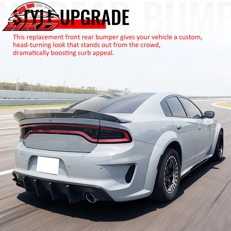 For 15-23 Charger Widebody LED Front Rear Bumper Cover W/ SRT Grille Matte Black