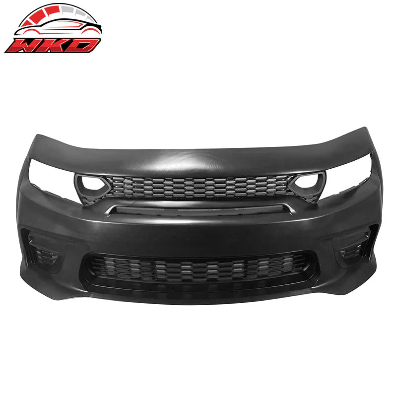 Fits 15-23 Charger Widebody Bumper Covers W/ SRT Grilles + Matte Black Diffuser