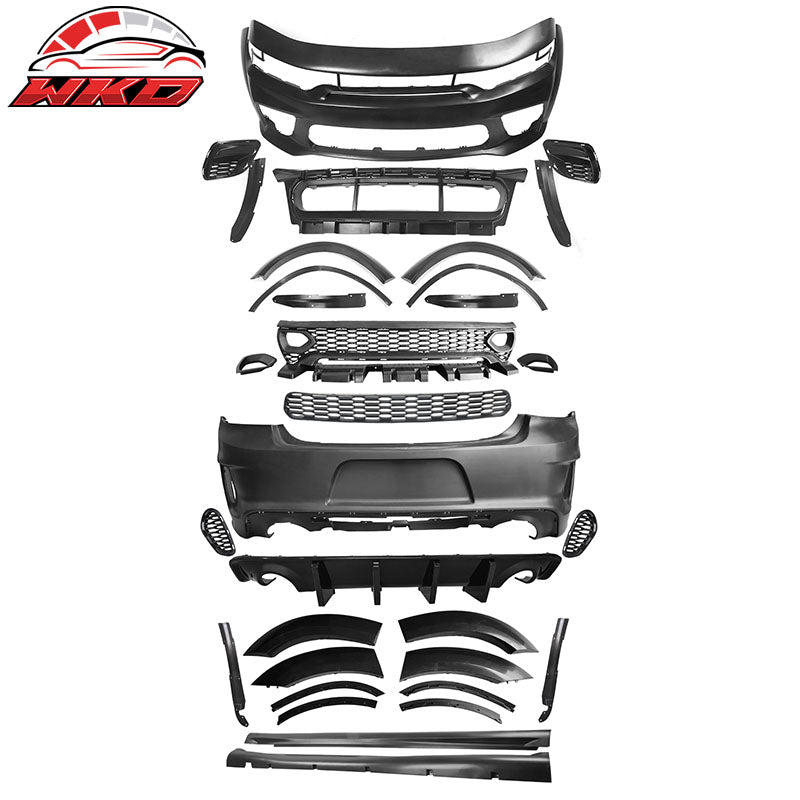 Wholesale 15-23 Charger Widebody Bumper Covers W/ SRT Grilles + Gloss Black Diffuser
