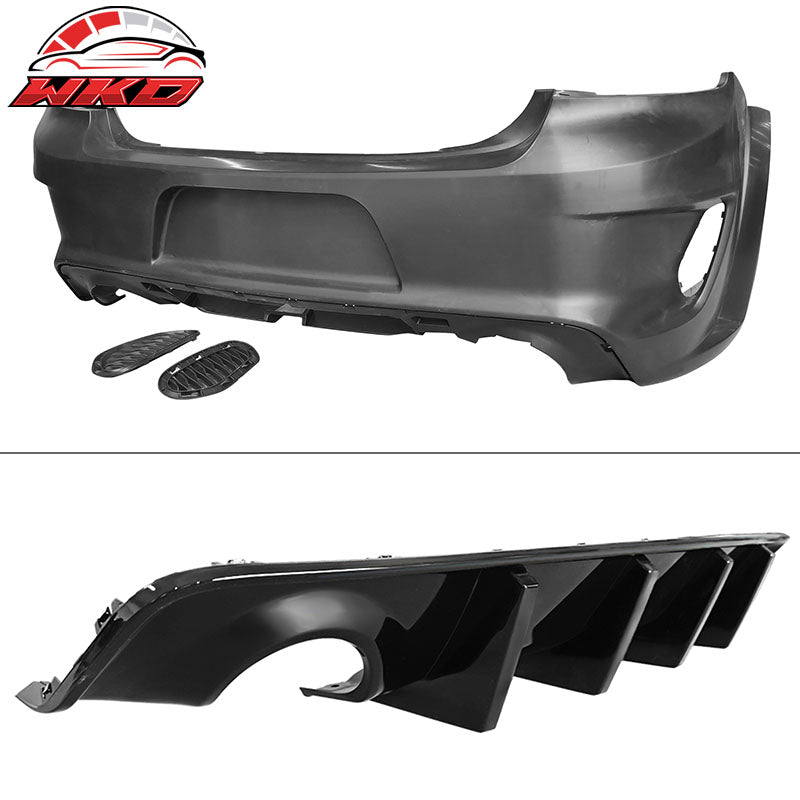 Fits 15-23 Charger Widebody Bumper Covers W/ SRT Grilles + Gloss Black Diffuser