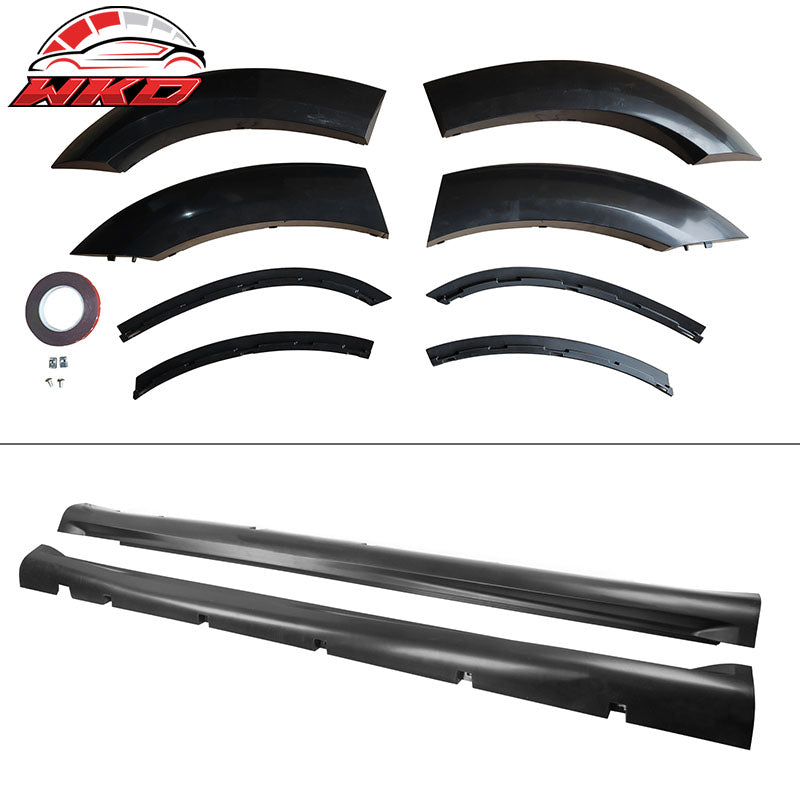 For 15-23 Charger Widebody LED Bumper Covers W/ SRT Grilles Matte Black Diffuser