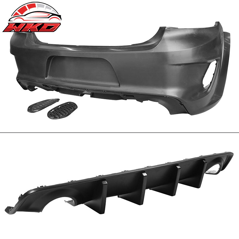 For 15-23 Charger Widebody LED Bumper Covers W/ SRT Grilles Matte Black Diffuser