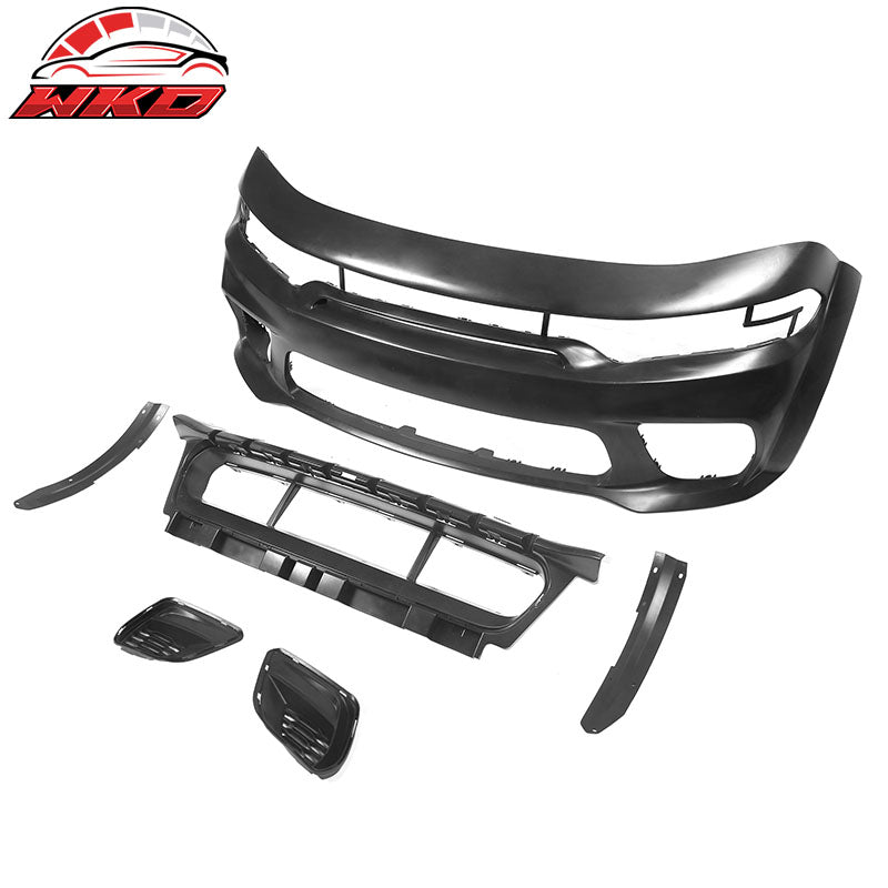 Fits 15-23 Charger Widebody Bumper SRT Grille Carbon Fiber Print Diffuser W/ LED
