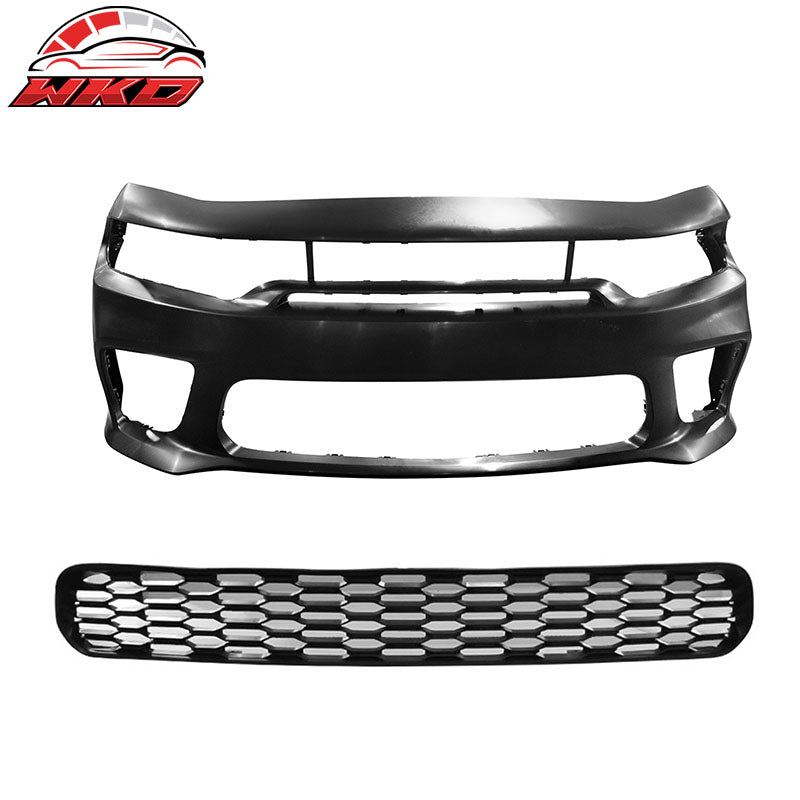 Fits 20-23 Charger Widebody SRT Front Bumper Assembly Replacement W/ LED Grilles