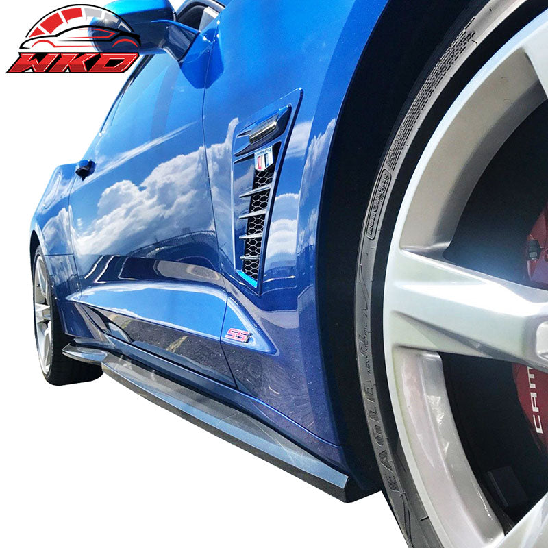 Fits 16-24 Chevrolet Camaro A Style 2PCS Side Skirts Extensions ABS Matte Black