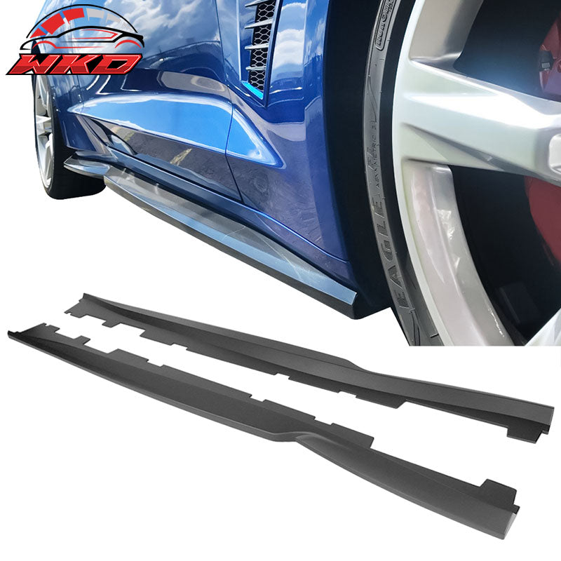 Fits 16-24 Chevrolet Camaro A Style 2PCS Side Skirts Extensions ABS Matte Black