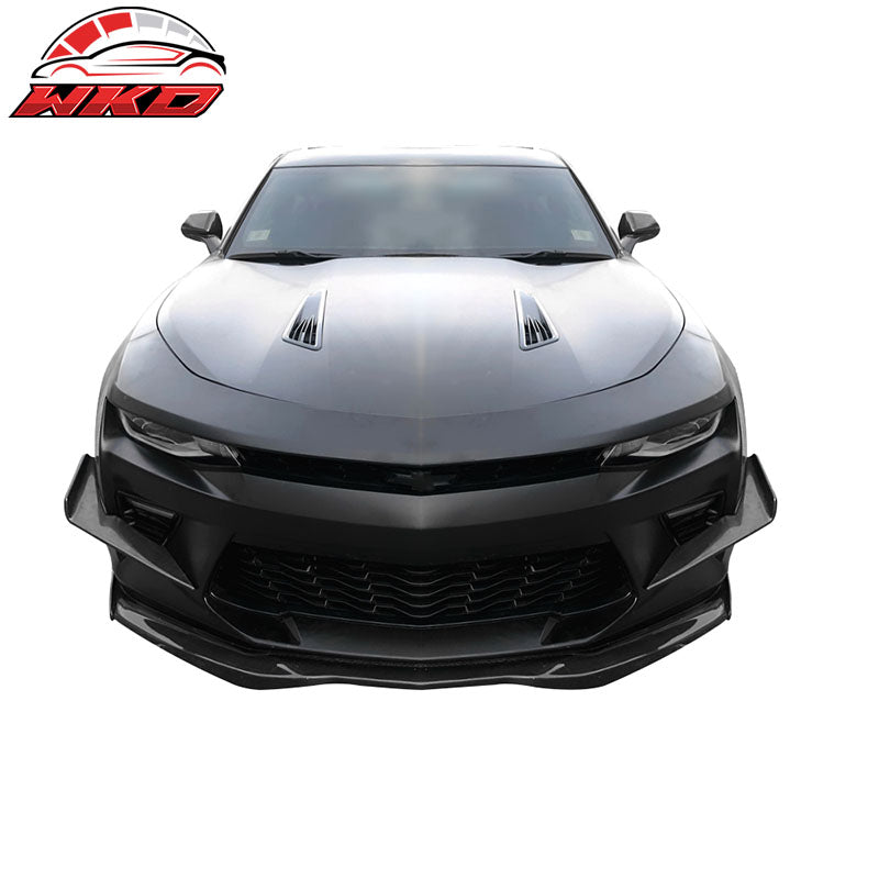 Fits 16-18 Chevy Camaro SS Front Bumper 2 PC Canards Coated Matte Black