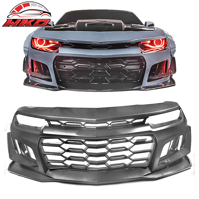 Fits 14-15 Chevy Camaro 1LE Style PP Front Bumper Conversion w/ Yellow Fog Light
