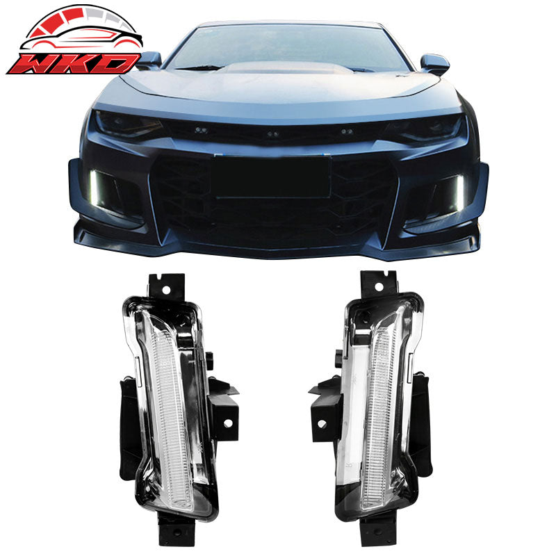 Fits 14-15 Chevy Camaro 1LE Style PP Front Bumper Conversion w/ Yellow Fog Light