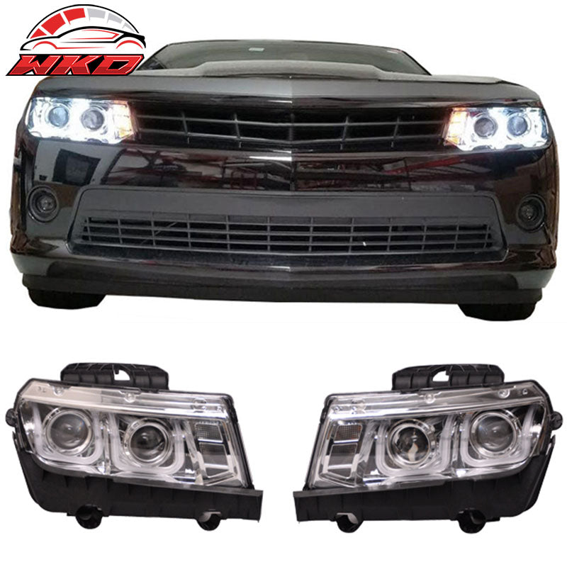 Fits 10-13 Camaro ZL1 Style Front Bumper Cover Conversion Chrome Headlights DRL