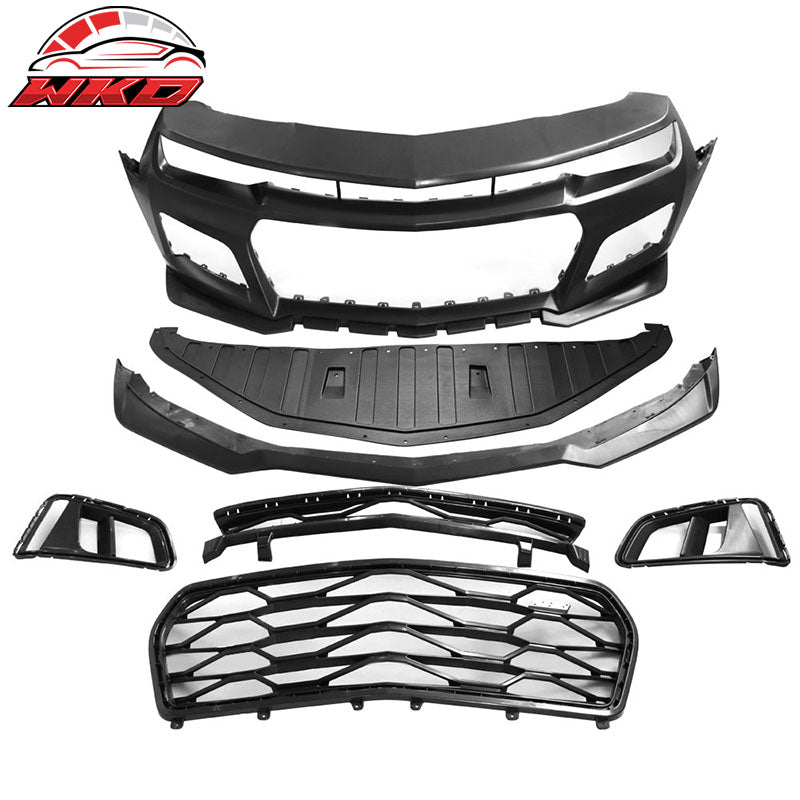 Fits 10-13 Camaro ZL1 Style Front Bumper Cover Conversion Black Headlights DRL