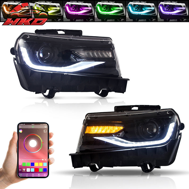 Wholesale 14-15 Chevy Camaro 6th Gen Style Projector DRL LED Headlights w/ 20 Colors