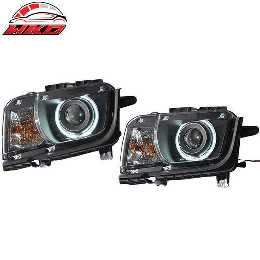 Wholesale 10-13 Camaro CCFL Halo Projector Headlights Head Lamps Light Black Pair
