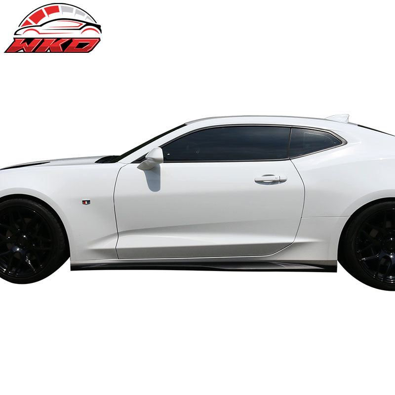 Fits 16-24 Chevy Camaro ZL1 Style Gloss Black Side Skirts ABS Pair