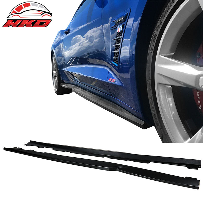 Fits 16-24 Chevy Camaro Side Skirts Panel Extension Pair ABS Type A Gloss Black