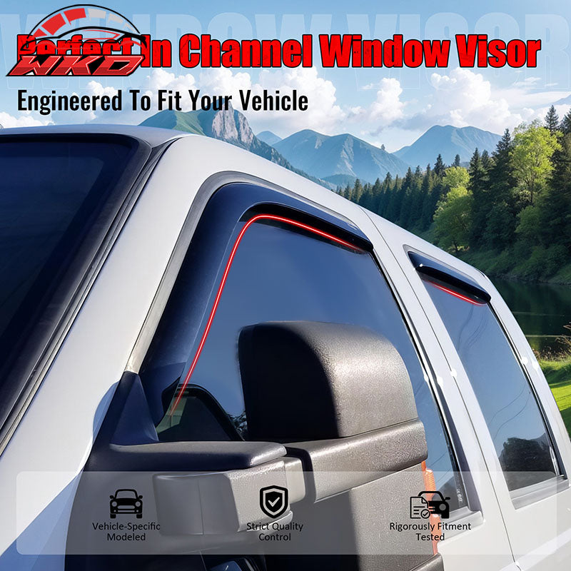 Fits 23-26 Chevy Colorado GMC Canyon Crew Cab Window Visors Deflector In-Channel