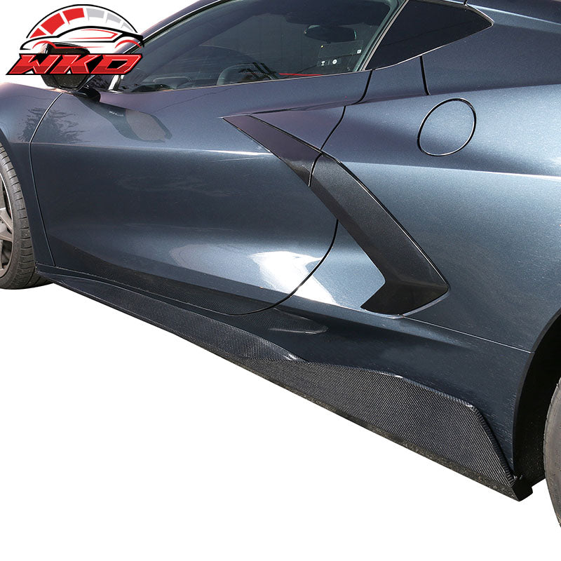 Fits 20-26 Chevy Corvette C8 Carbon Fiber 5VM Style Side Skirts