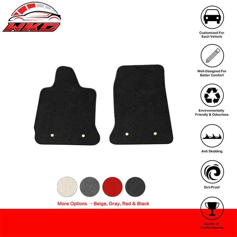 Fits 14-19 Chevy Corvette C7 Front Floor Mats Carpets 2PC Black Nylon