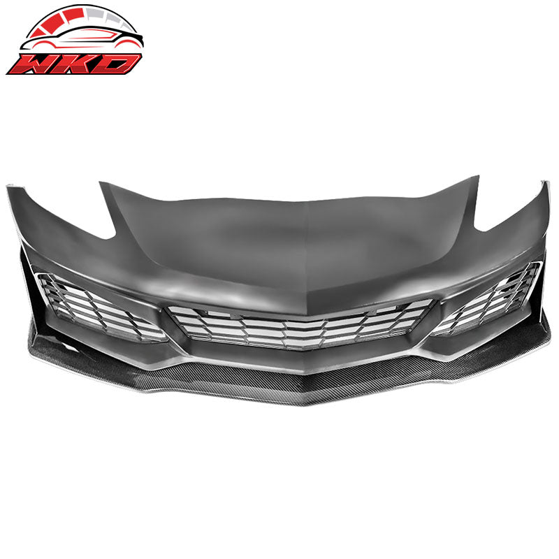 Fits 14-19 Chevy Corvette C7 Front Bumper Conversion + Carbon Fiber Splitter