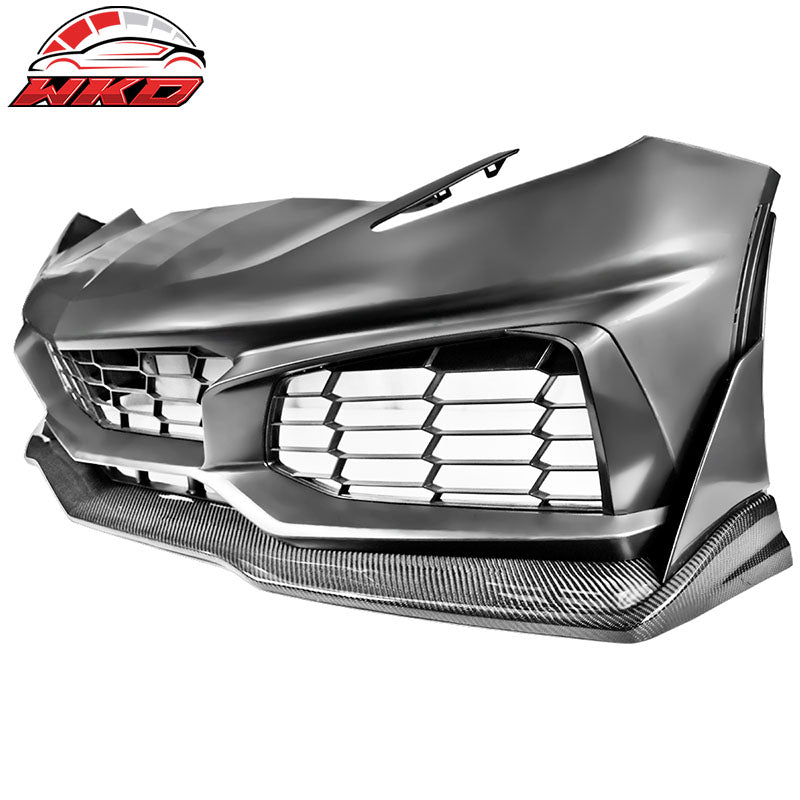 Fits 14-19 Chevy Corvette C7 Front Bumper Conversion + Carbon Fiber Splitter