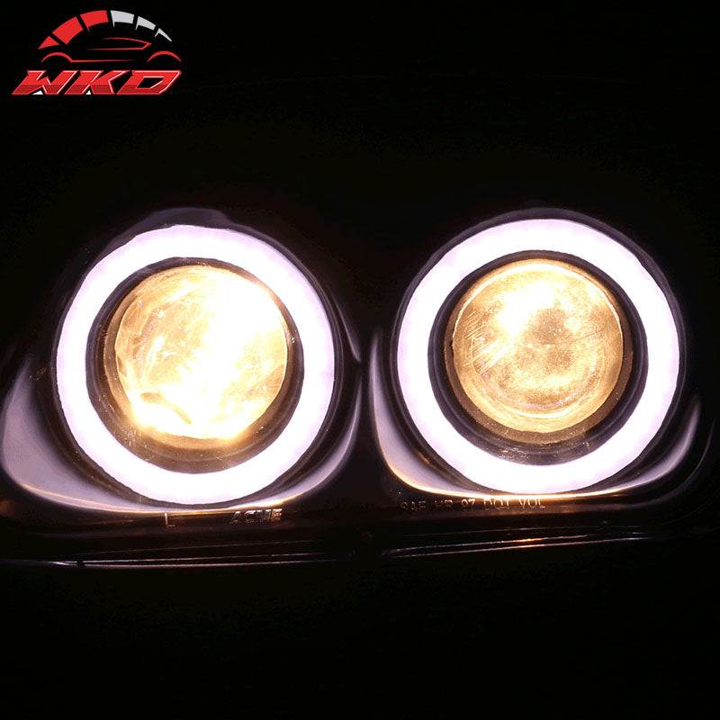 Fits 97-04 Chevy Corvette C5 Headlights Projector Lamp Black Dual LED Halo Rims
