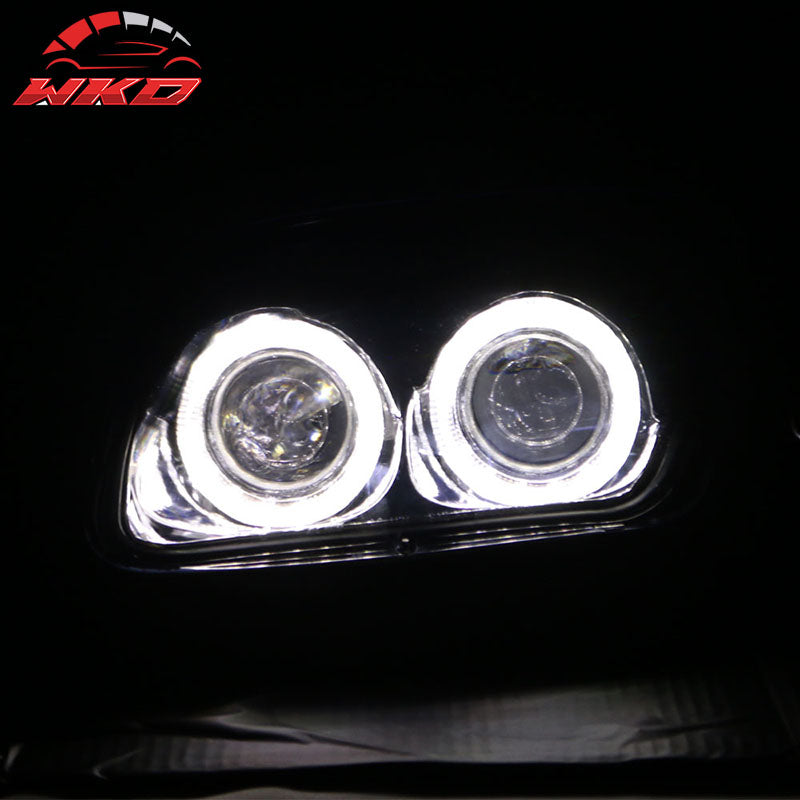 Fits 97-04 Chevy Corvette LED Halo Rims Projector Headlights Chrome Housing