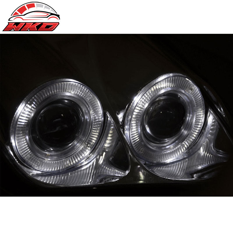 Fits 97-04 Chevy Corvette LED Halo Rims Projector Headlights Chrome Housing
