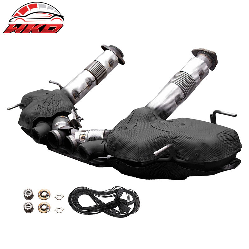 For 20-26 Chevy Corvette C8 Rear Bumper Diffuser Silver Quad Exhaust Muffler Kit