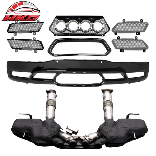 Wholesale 20-26 Chevy Corvette C8 Rear Diffuser Lip + Silver Quad Exhaust Muffler Kit