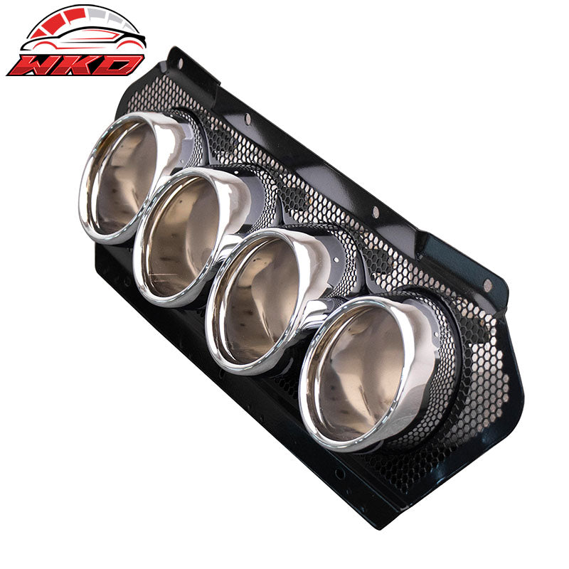 Fits 20-26 Chevy Corvette C8 Rear Diffuser Lip + Silver Quad Exhaust Muffler Kit