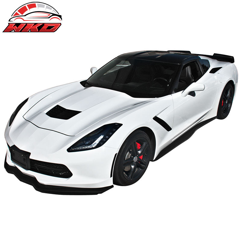 Fits 14-19 Chevy Corvette C7 Z06 Style 2PCS Side Skirts Panel ABS Gloss Black