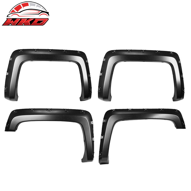 Fits 14-18 Silverado 1500 Long Bed Pocket Rivet Style Fender Flare 4PC Unpainted