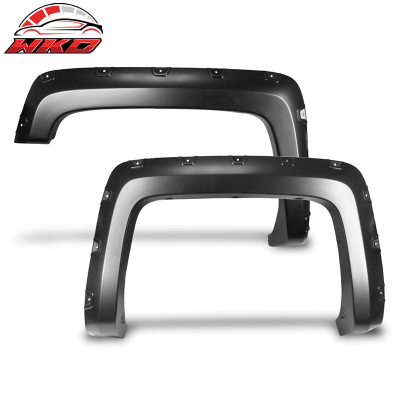 Fits 14-18 Silverado 1500 Long Bed Pocket Rivet Style Fender Flare 4PC Unpainted