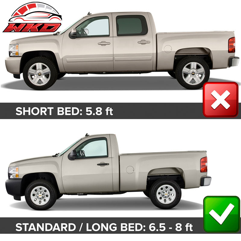 Fits 07-14 Silverado 1500 2500HD Long Bed Pocket Rivet Textured Fender Flares PP