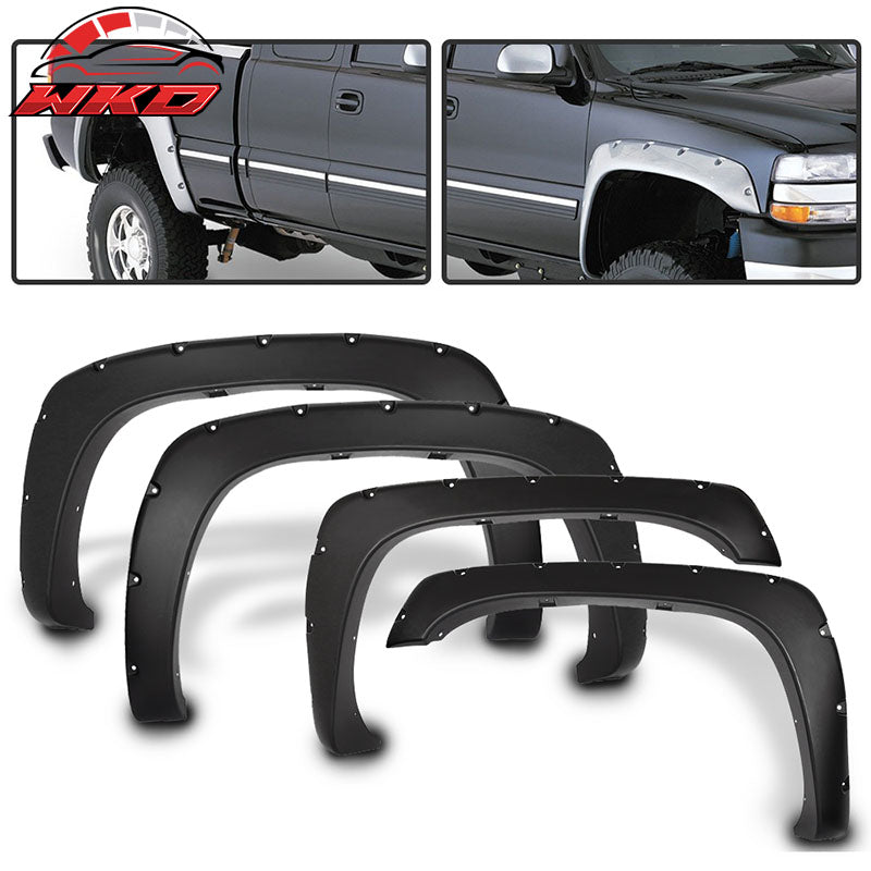 Fits 99-07 Silverado 1500 2500 3500HD Pocket Rivet Style Fender Flares PP Smooth