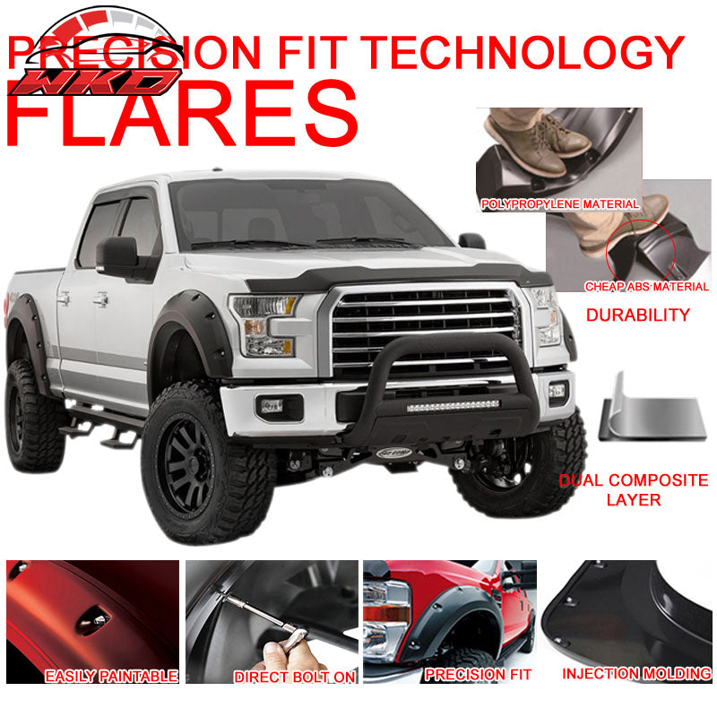 Fits 99-07 Silverado 1500 2500 3500HD Pocket Rivet Style Fender Flares PP Smooth