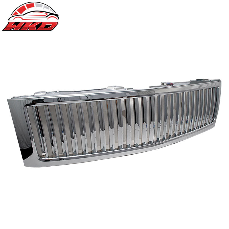 Fits 07-13 Chevy Silverado 1500 Front Vertical Grill Hood Grille Chrome ABS