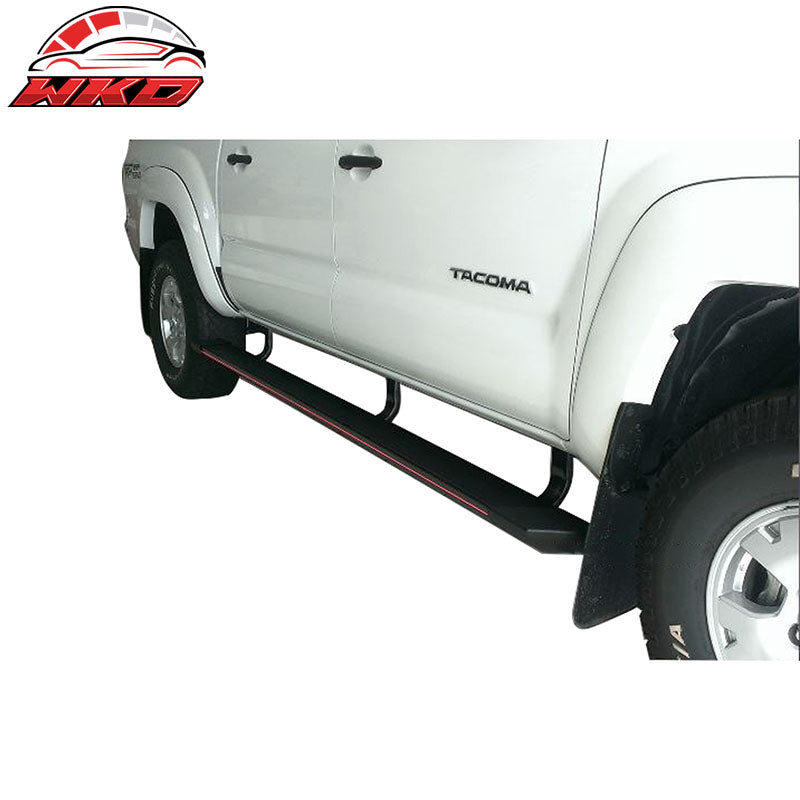 Fit 07-14 Silverado Sierra Double Cab Running Boards W/Amber LED Strip + Bracket