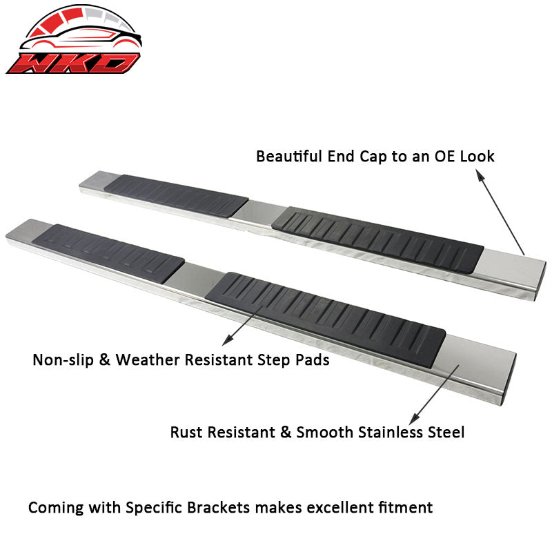 Fit 19-22 Silverado/ Sierra Double Cab OE Style Chrome 6in SS Side Step Nerf Bar