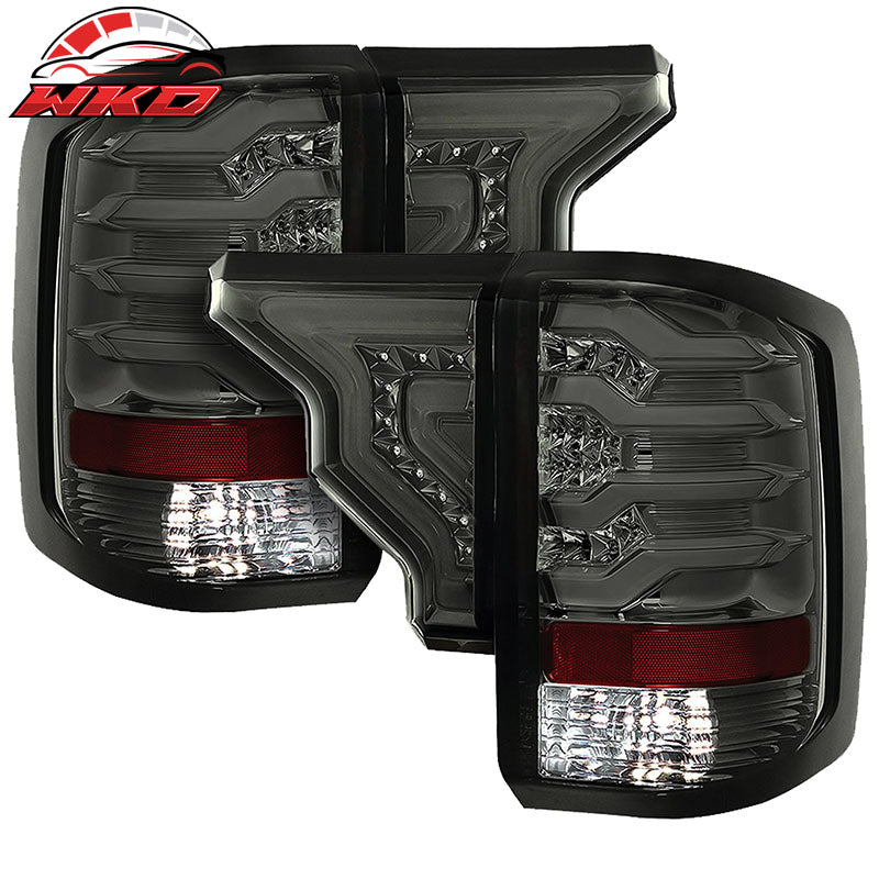 Wholesale 14-19 Silverado 1500 2500 3500 LED Tail Lights Smoke Lens Chrome Housing