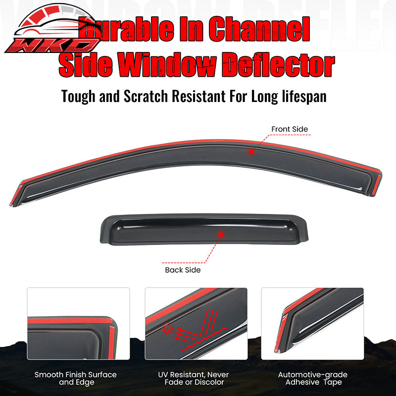 Fits 19-25 Silverado Sierra 1500 2500 3500 Extended Cab Window Visors In-Channel