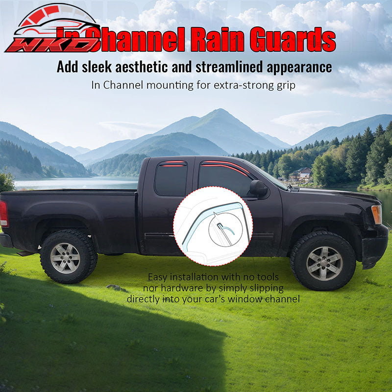 Fits 19-25 Silverado Sierra 1500 2500 3500 Extended Cab Window Visors In-Channel