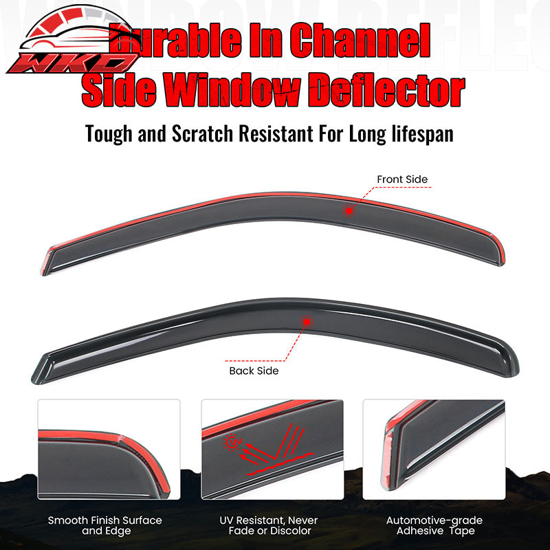 Fits 19-25 Silverado Sierra 1500 2500 3500 Standard Cab Window Visors In-Channel