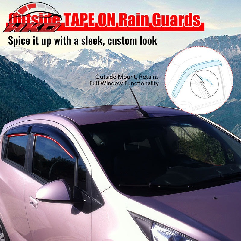 Fits 13-15 Chevy Spark Window Visors Acrylic Sun Guard Rain Deflector 4Pc Set