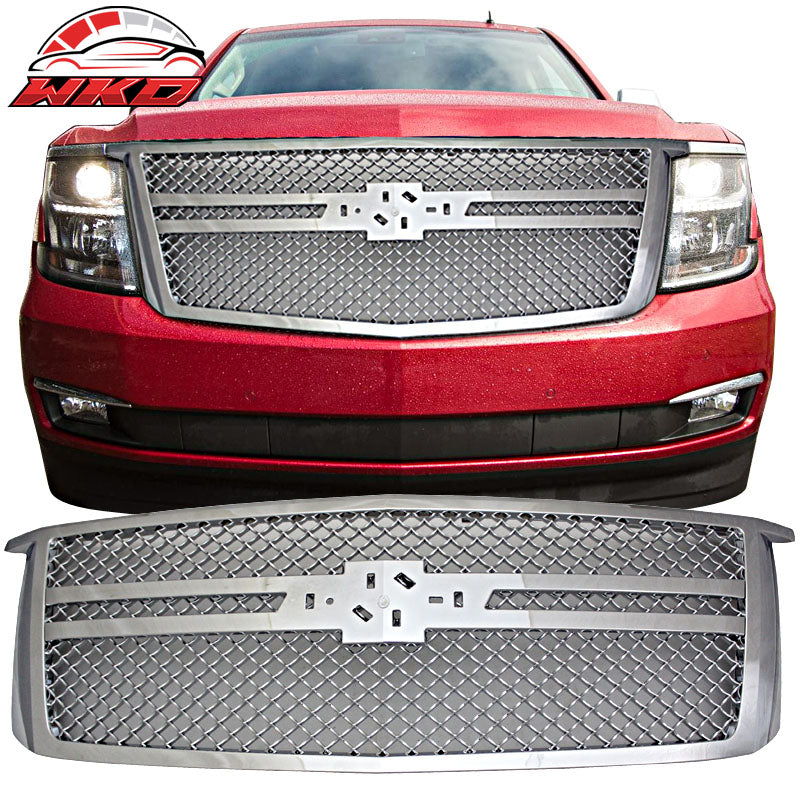Fits 15-20 Chevy Tahoe B Style Chrome Front Bumper Hood Grille Moulding - ABS