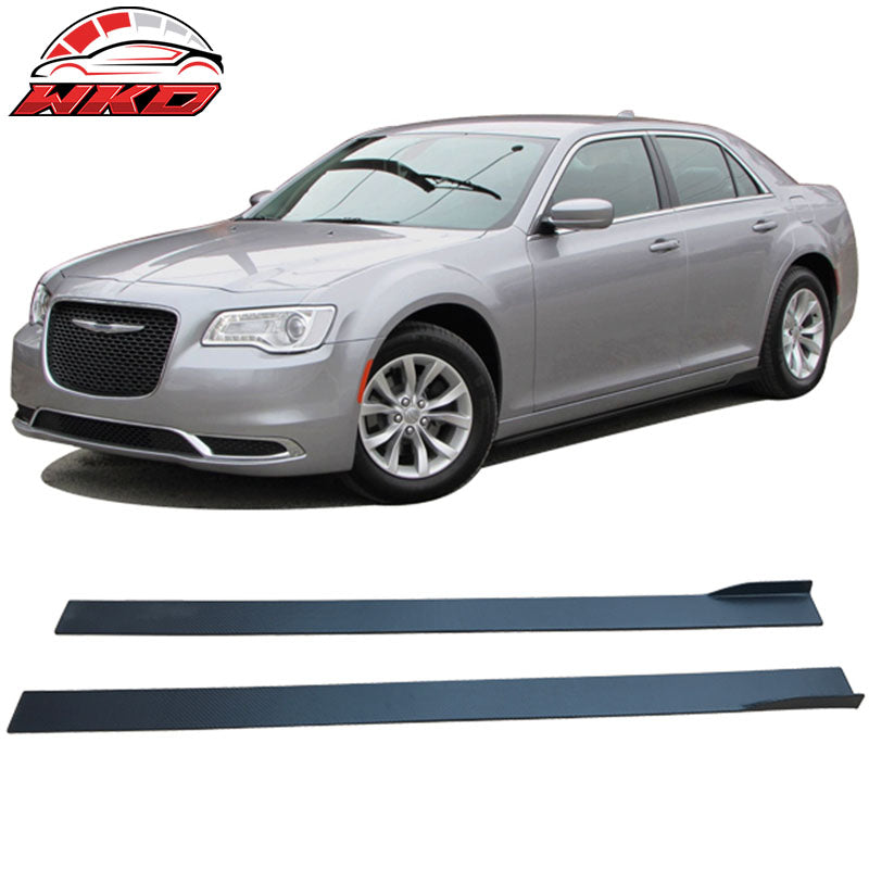 Fits 13-16 Chrysler 300 Carbon Texture Side Skirts Extension Bottom Line Pair