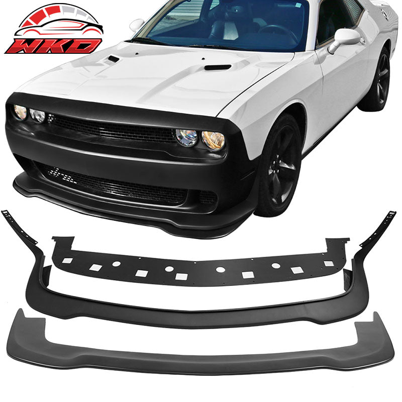 Fits 15-23 Dodge Challenger SRT Hellcat Style Front Bumper Lip + Splitter Kit PP