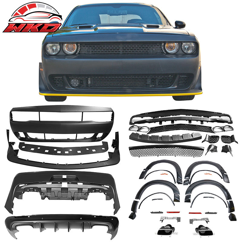 Wholesale 08-14 Challenger Front Rear Bumper w/ Lip + Demon Fender Flare +V1 Diffuser