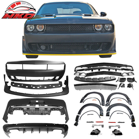 Wholesale 08-14 Challenger Front Rear Bumper w/ Lip + Demon Fender Flare +V1 Diffuser