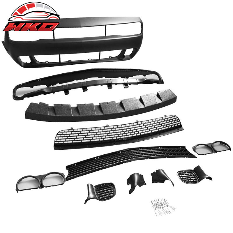 Fits 08-14 Challenger Front Rear Bumper w/ Lip + Demon Fender Flare +V2 Diffuser